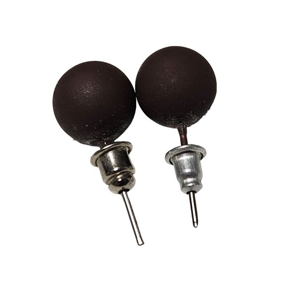 Retro 50s Brown Ball Stud Earrings Classic Minimalist Fashion Jewelry Women - Picture 2 of 3